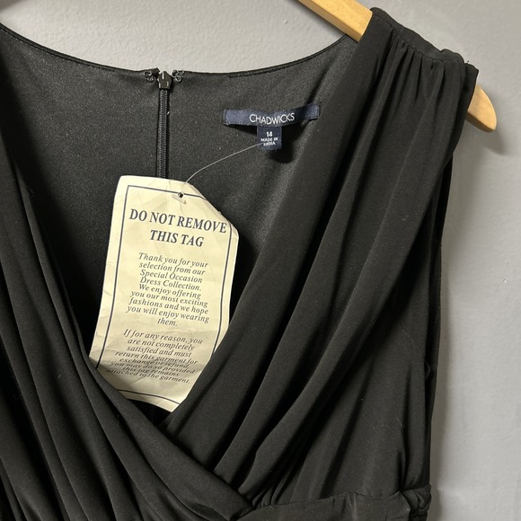 Chadwick's Women's 14 Black Midi Dress Body Shaper Slip Empire Waist Zipper - Picture 4 of 16